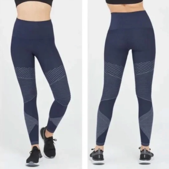 Spanx Look at Me Now Seamless Moto Indigo Sky Leggings M - Picture 3 of 3
